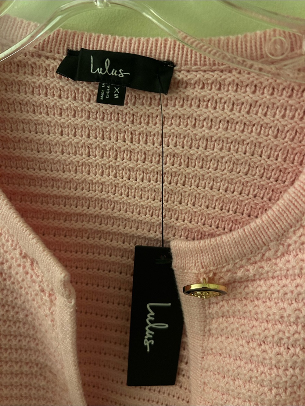 Lulu's Pink Knit Cardigan Sweater w/ gold buttons - Picture 5 of 5